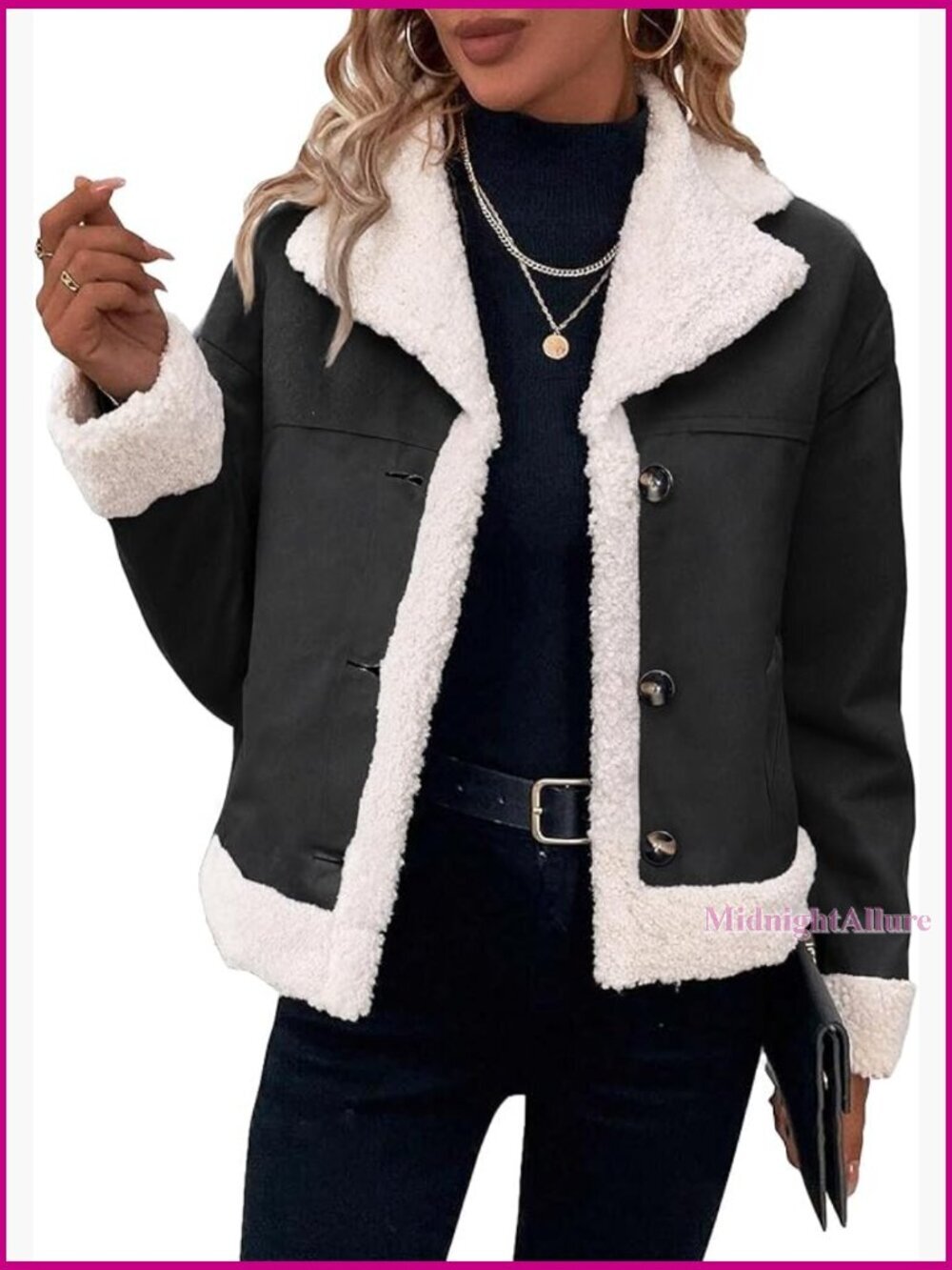 Faux Suede Sherpa Lined Cropped Jacket Women's Winter Outerwear Warm